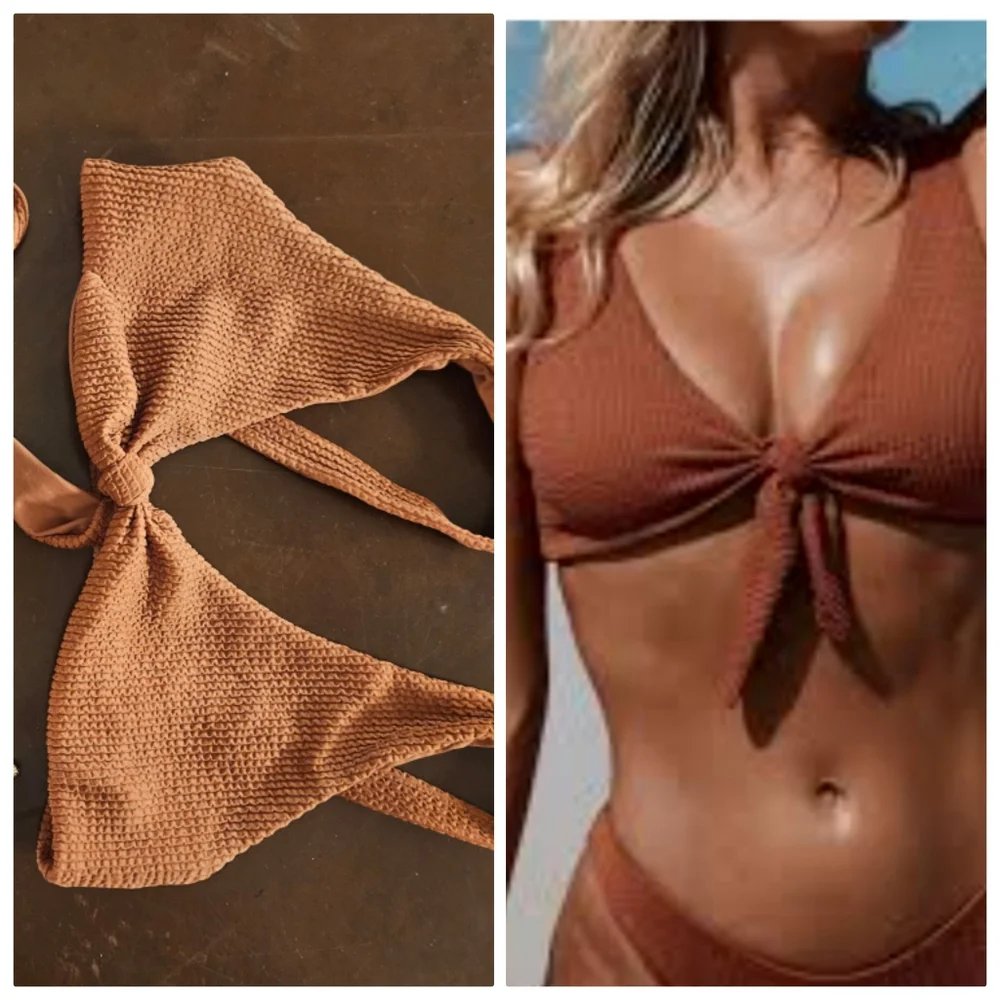 Nwot SET Monday swimwear ribbed cocoa brown s Portugal top + Palma bottom xs